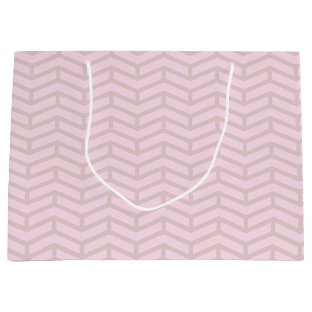 Crisp Sharp Opposing Arrows Chevron Pink Neutral Large Gift Bag (Front)