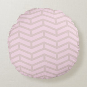Crisp Sharp Opposing Arrows Chevron Pink Neutral Round Pillow