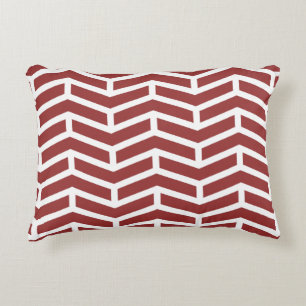 Crisp Sharp Opposing Arrows Chevron Red White Accent Pillow