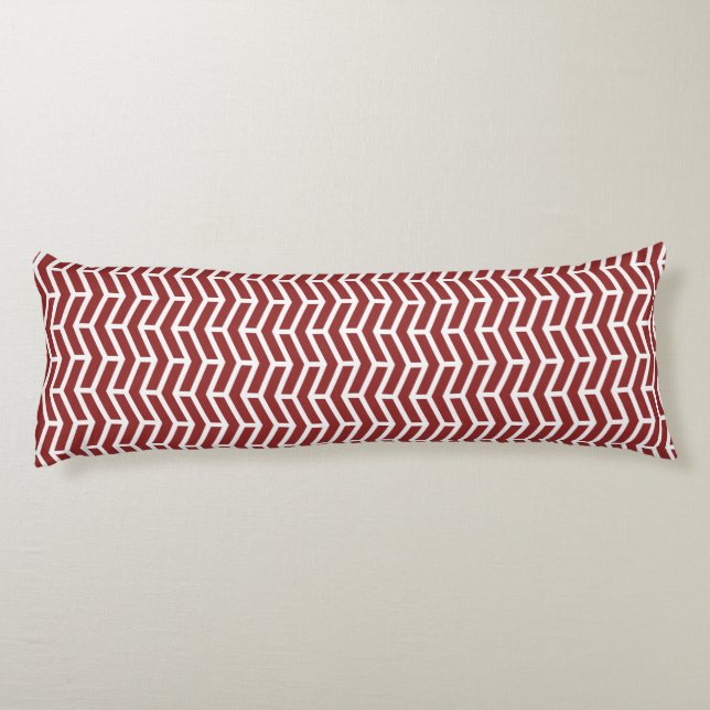 Crisp Sharp Opposing Arrows Chevron Red White Body Pillow (Back)