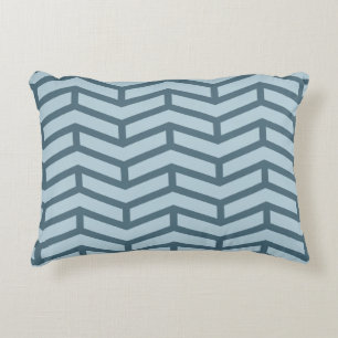 Crisp Sharp Opposing Arrows Chevron Two Tone Blues Accent Pillow