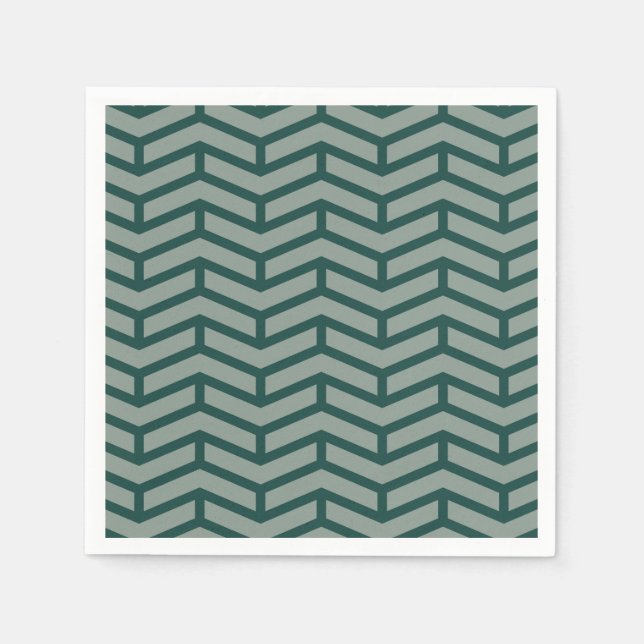 Crisp Sharp Opposing Arrows Chevron Two Tone Green Napkin (Front)