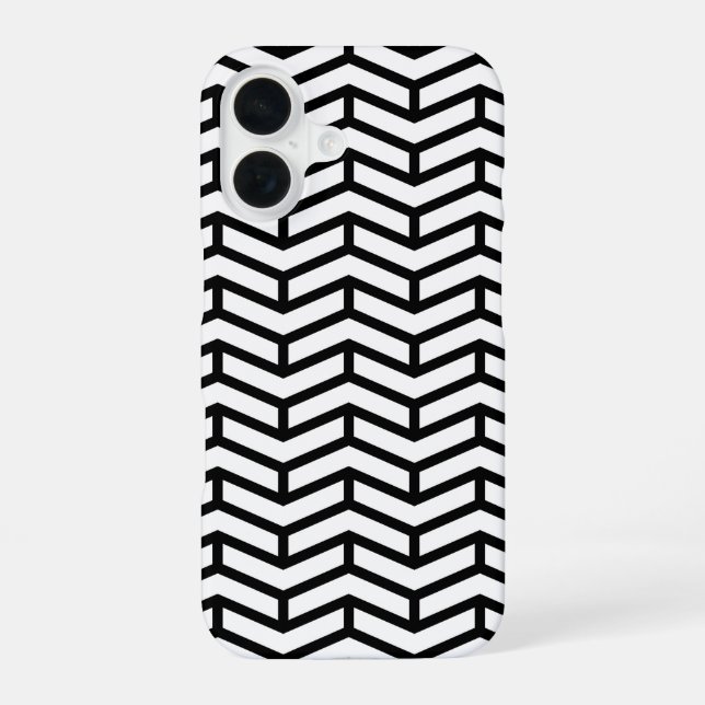 Crisp Sharp Opposing Arrows Chevron White Black iPhone 16 Case (Back)
