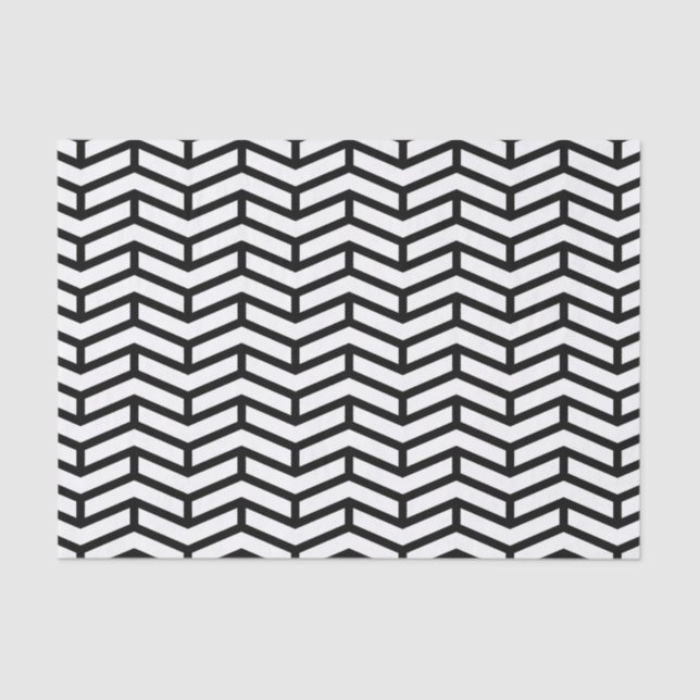 Crisp Sharp Opposing Arrows Chevron White Black Tissue Paper (Front)