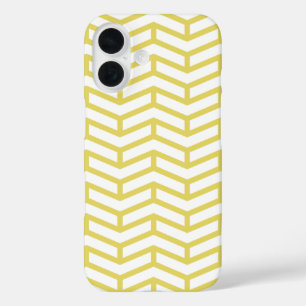 Crisp Sharp Opposing Arrows Chevron White Yellow iPhone 16 Case