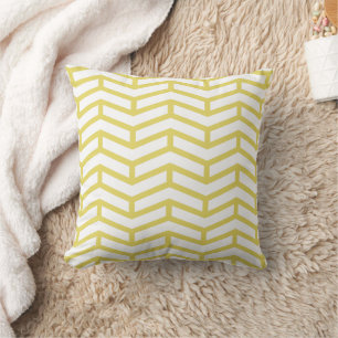 Crisp Sharp Opposing Arrows Chevron White Yellow Throw Pillow