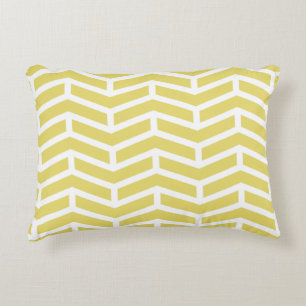 Crisp Sharp Opposing Arrows Chevron Yellow White Accent Pillow