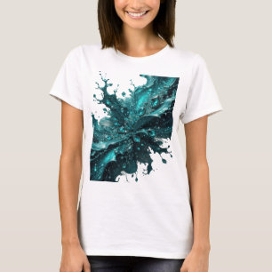 Crisp Silver BLUE ICE Artistic Motif T-Shirt
