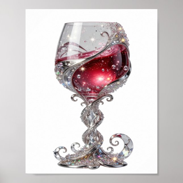 Crisp Silver RED WINE GLASS Poster (Front)