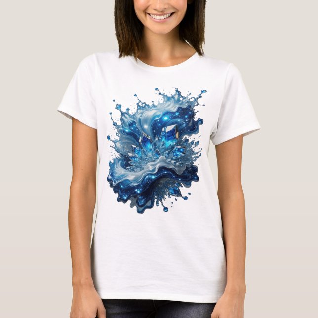 Crisp Silver WATER ELEMENT Text Design T-Shirt (Front)