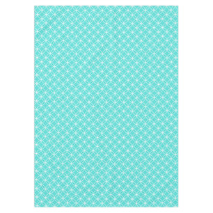Crisp White interlaced circles on teal seablue Tablecloth