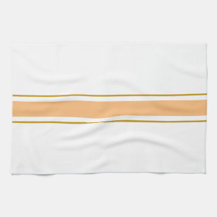 Crisp White Light Orange Centre Racing Stripes Kitchen Towel
