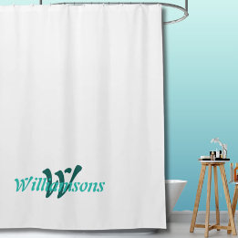 Crisp White Teal Monogram Name