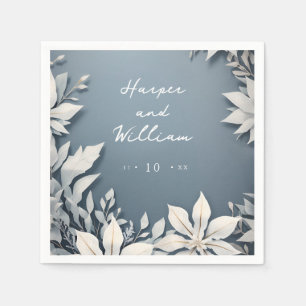 Crisp winter flowers wedding napkin
