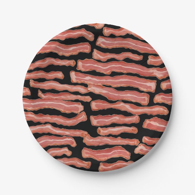 Crispy Bacon Patterned  Paper Plate (Front)