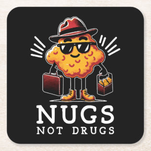 Crispy Nugs Not Drugs Square Paper Coaster