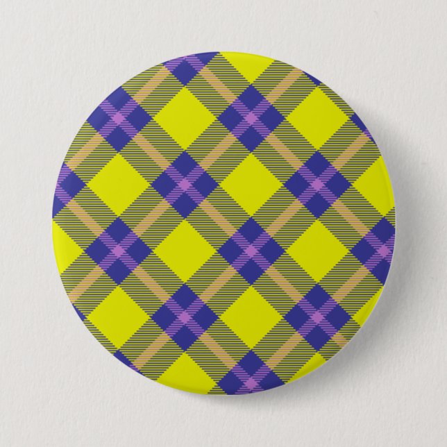 Criss Cross Colourful Tartan Pattern 3 Inch Round Button (Front)