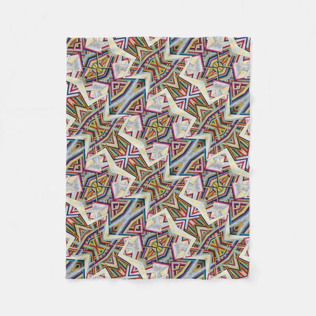 Criss Cross-Modern Bauhaus Geometric Pattern Fleece Blanket (Front)