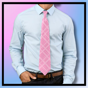Crisscross Gingham Check Pink and White Necktie
