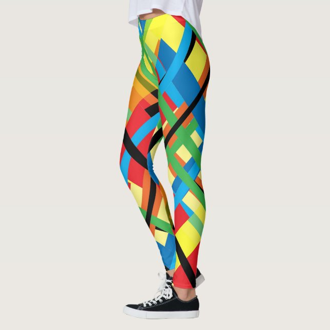 Crisscross Stripes Abstract Pattern Leggings (Left)