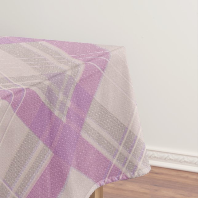 Crisscrossed Happy Purple & cream,white Checks Tablecloth (In Situ)