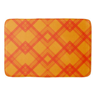 Crisscrossed Happy Red & Yellow/Orange Checks Show Bath Mat