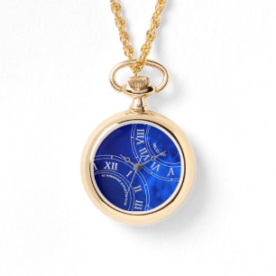 Cristal Cobalt RN Visé Gold Collier Montre