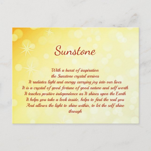 Cristal de Sunstone Design de guérison Carte posta (Devant)