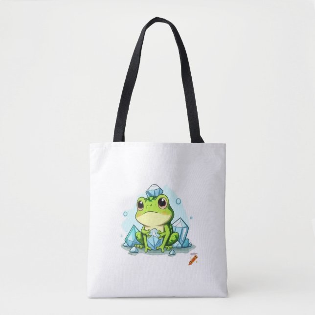 "Cristal Frog Sac fourre-tout : Cute Frog Holding  (Devant)