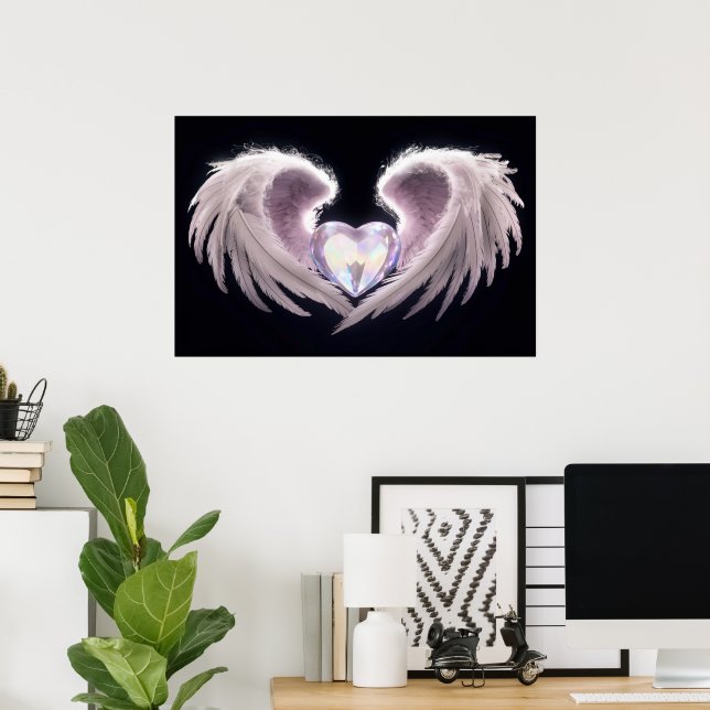 *~*~ Cristal Heart Angel Wings AP78 Poster Opal (Bureau à domicile)