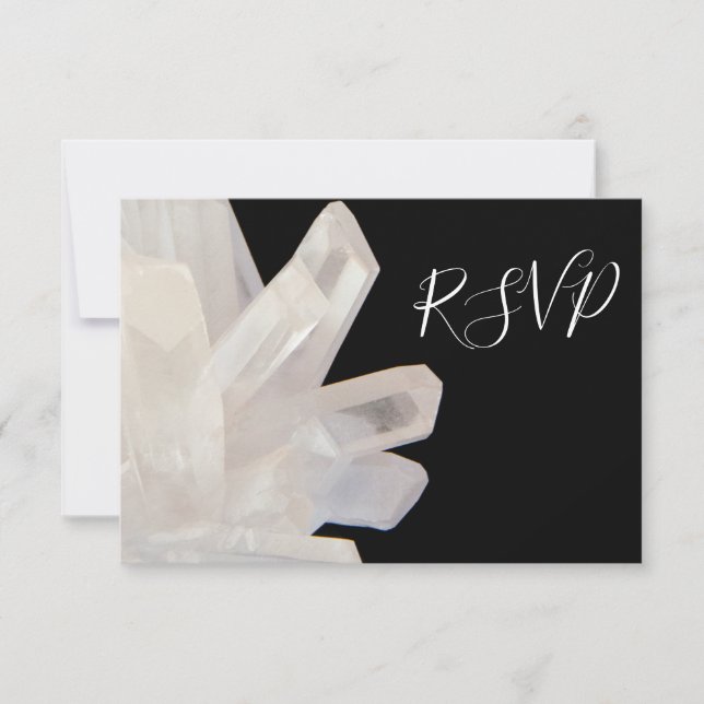Cristaux blancs sur la carte de réponse RSVP de ma (Devant)