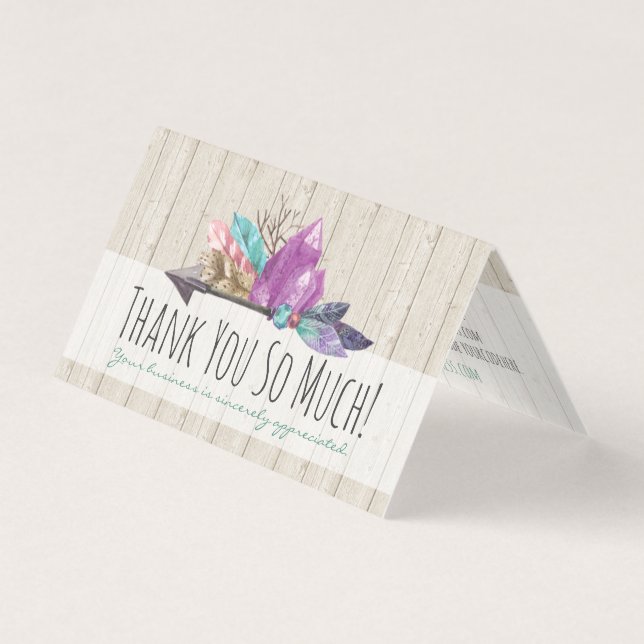 Cristaux bohémiens rustiques et Merci en bois de f (Front)