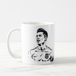 Cristiano Ronaldo Sketch Art Mug – Black and White