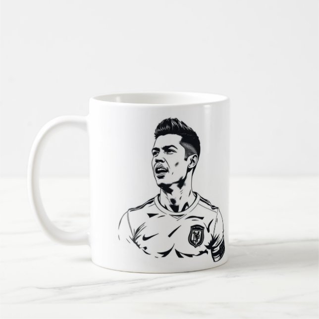 Cristiano Ronaldo Sketch Art Mug – Black and White (Left)