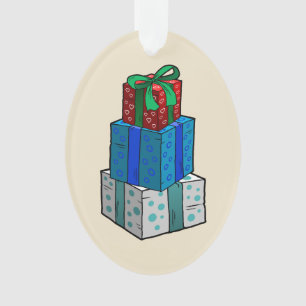 Cristmas Presents on a Acrylic Oval Ornamnent Orna Ornament