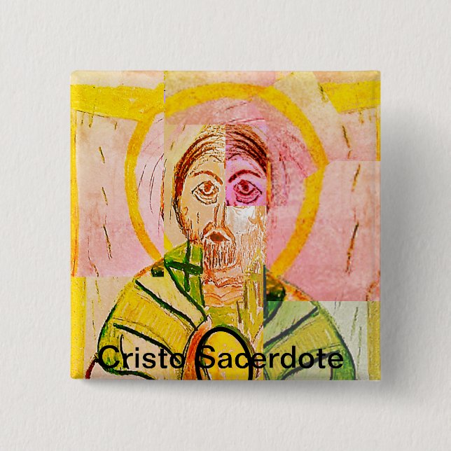 Cristo Sacerdote 2 Inch Square Button (Front)