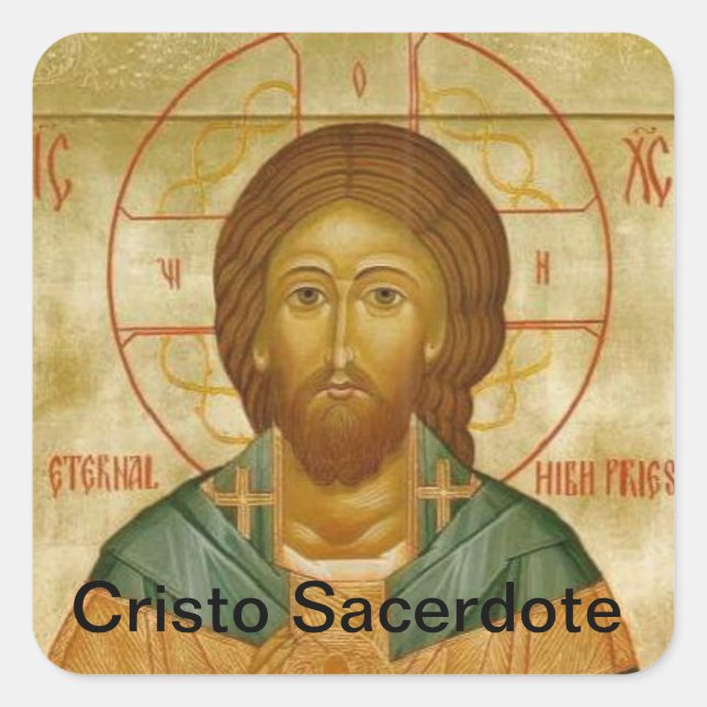 Cristo Sacerdote Square Sticker (Front)