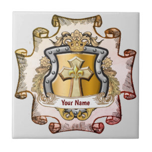 Cristos Cross Shield Surname Tile