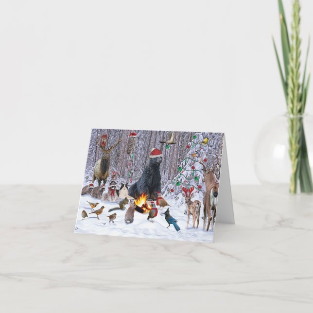 Critère de Noël carte de fête forestière (Devant)