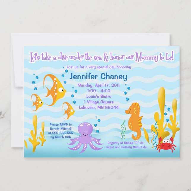 CRITÈRES DE MER BÉBÉ 5x7 Baby shower Invitation (Devant)