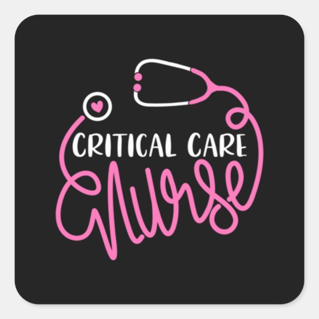 Critical Care Nurse Logo RN Critical Care Nursing Square Sticker (Front)
