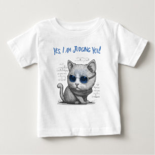 Critical Cat Judging You Blue Text Baby T-Shirt