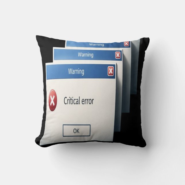 Critical Error — Retro Windows Warning Boxes Graph Throw Pillow (Front)