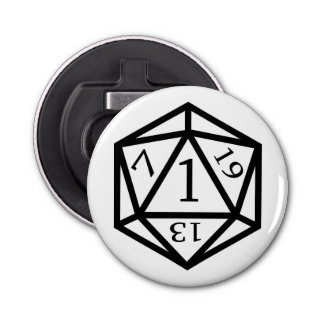 Critical Fail D20 Button Bottle Opener