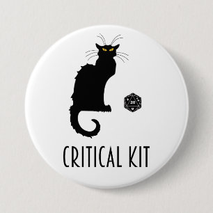 Critical Kit Funny Cat D20 RPG Tabletop Gaming 3 Inch Round Button