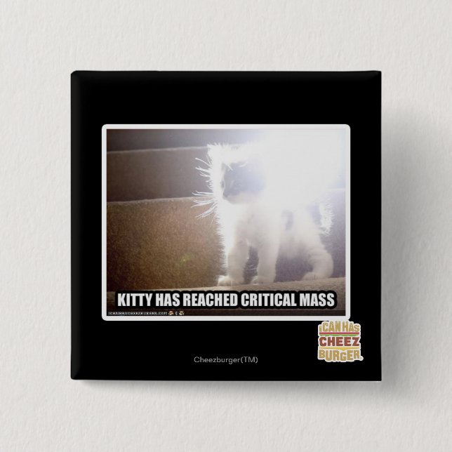 Critical Mass Kitty 2 Inch Square Button (Front)