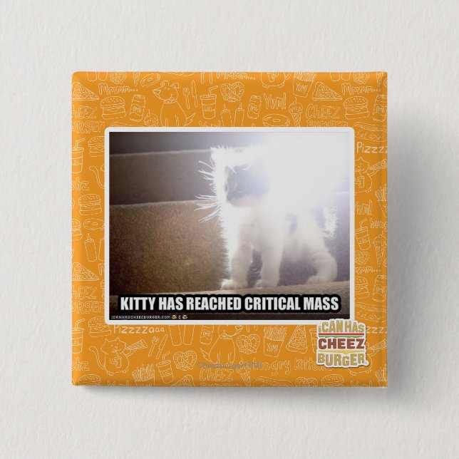 Critical Mass Kitty 2 Inch Square Button (Front)