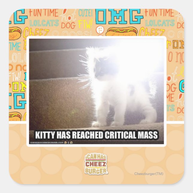 Critical Mass Kitty Square Sticker (Front)