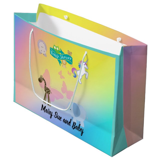 Critters and Butterflies Baby Shower Large Gift Ba Large Gift Bag (Front Angled)
