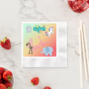 Critters and Butterflies Baby Shower Napkins